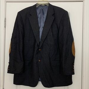 Meeting Street Houndstooth Lambswool Blazer With Suede Elbow Patches 46R